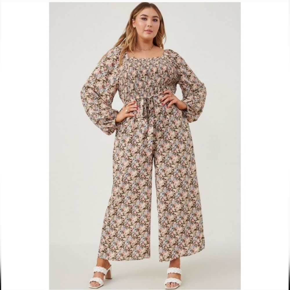 Hayden Floral Smocked Jumpsuit 1X